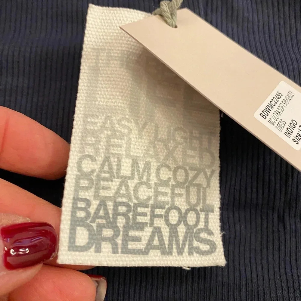 Barefoot Dreams Women’s Henely Rib Long Indigo Soft Bamboo Rayon M-L long NEW - Picture 15 of 16